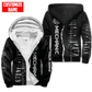 Personalized mechanic fleece zip hoodie featuring black and white wrench print all-over print, fleece lining shown
