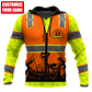 Personalized welder hoodie featuring orange vest print welding scene all-over print