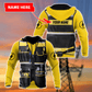 Personalized electrician hoodie featuring yellow utility belt print all-over print
