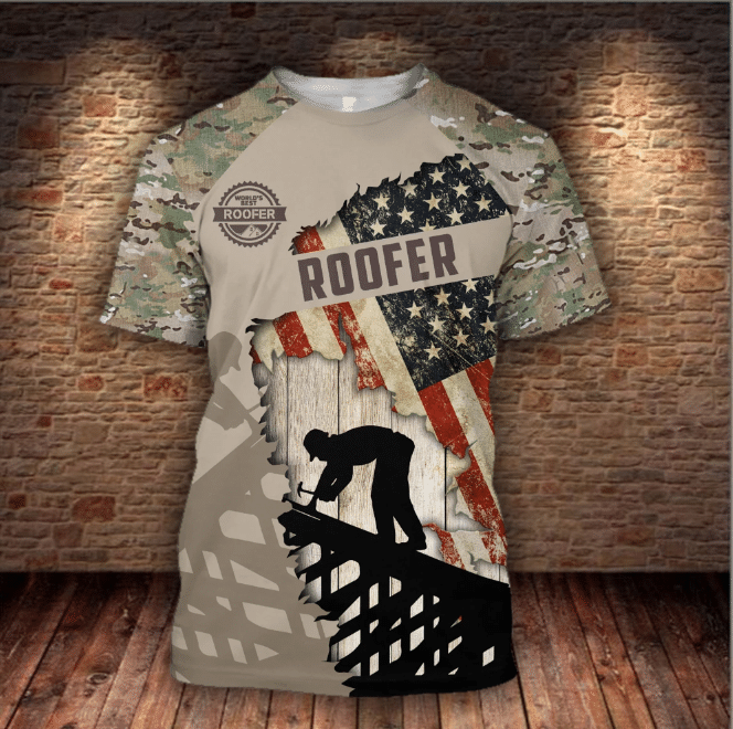 Roofer t-shirt featuring american flag all-over print