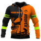 Personalized roofer zip hoodie featuring orange skull and roofing frame all-over print