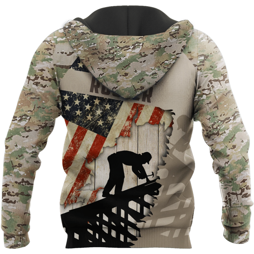 Roofer apparel featuring american flag all-over print