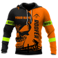 Personalized roofer hoodie featuring orange skull and roofing frame all-over print