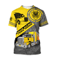 Personalized trucker t-shirt featuring yellow semi truck print all-over print, short-sleeve design