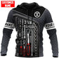 Personalized mechanic hoodie featuring diamond plate tool print all-over print
