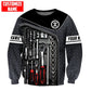 Personalized mechanic sweatshirt featuring diamond plate tool print all-over print, crewneck design