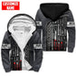 Personalized mechanic fleece zip hoodie featuring diamond plate tool print all-over print, fleece lining shown
