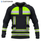 Personalized EMS paramedic hoodie featuring black and yellow vest print all-over print