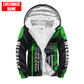 Personalized mechanic fleece zip hoodie featuring green tool box print all-over print, fleece lining shown