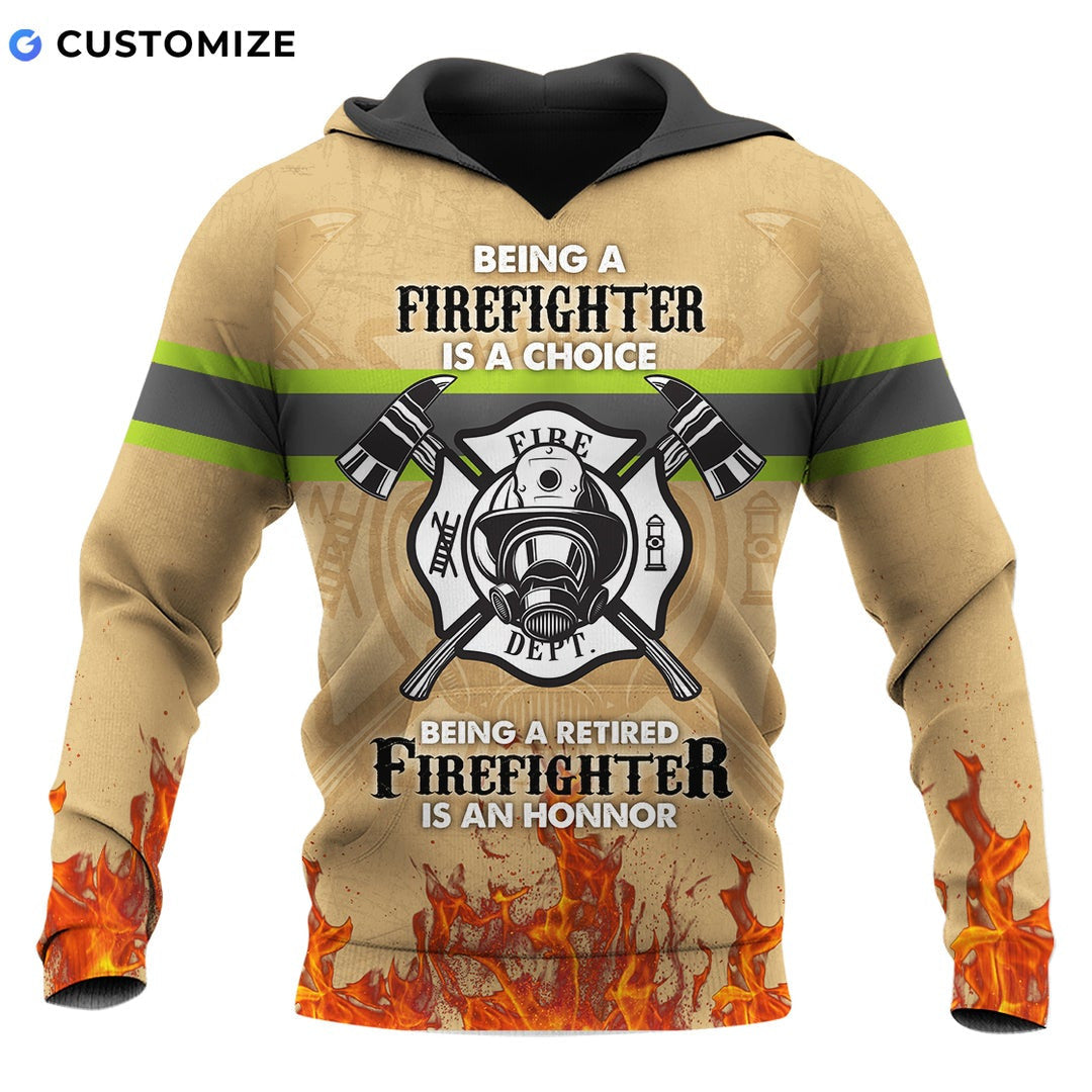 Personalized firefighter hoodie featuring retired firefighter print all-over print