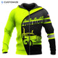 Personalized trucker zip hoodie featuring neon yellow black diagonal semi truck all-over print, zip-front design
