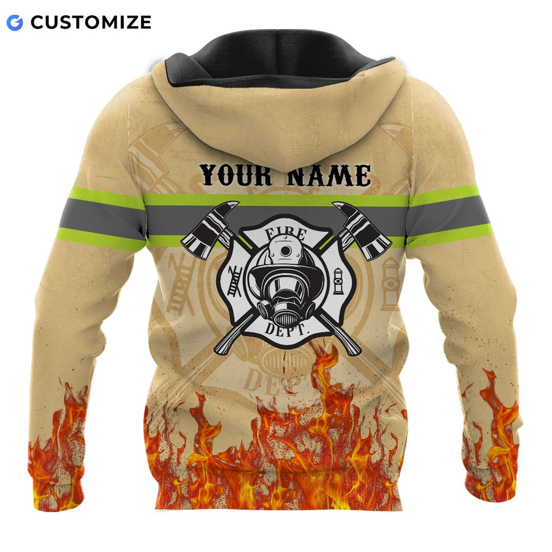 Personalized firefighter hoodie featuring retired firefighter print all-over print, back view