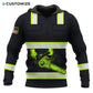 Personalized logger hoodie featuring black yellow stripe chainsaw all-over print