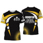 Roofer t-shirt featuring black yellow roofer legend all-over print
