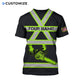 Personalized logger t-shirt featuring black yellow stripe chainsaw all-over print, back view