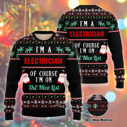 Electrician christmas sweater featuring I Am an Electrician Christmas Pattern all-over print