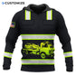 Personalized trucker hoodie featuring black yellow stripe tanker truck all-over print