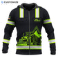 Personalized trucker zip hoodie featuring black yellow stripe dump truck all-over print, zip-front design