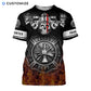 Personalized firefighter t-shirt featuring black skull and flame print all-over print, short-sleeve design