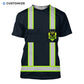 Personalized trucker t-shirt featuring black vest print yellow sleeves all-over print, short-sleeve design
