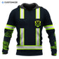 Personalized trucker hoodie featuring black vest print yellow sleeves all-over print