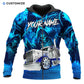 Personalized trucker zip hoodie featuring blue grim reaper semi truck all-over print, zip-front design