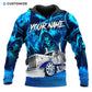 Personalized trucker hoodie featuring blue grim reaper semi truck all-over print