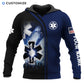 Personalized EMS paramedic hoodie featuring navy paramedic star of life all-over print