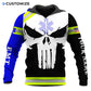 Personalized EMS paramedic hoodie featuring white skull and emt print all-over print