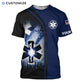 Personalized EMS paramedic t-shirt featuring navy paramedic star of life all-over print, short-sleeve design