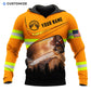 Personalized logger hoodie featuring orange forest chainsaw scene all-over print