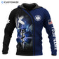Personalized EMS paramedic hoodie featuring blue star of life cityscape all-over print