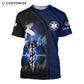 Personalized EMS paramedic t-shirt featuring blue star of life cityscape all-over print, short-sleeve design