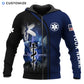 Personalized EMS paramedic zip hoodie featuring blue star of life cityscape all-over print, zip-front design