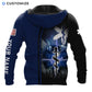 Personalized EMS paramedic hoodie featuring blue star of life cityscape all-over print, back view