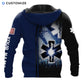 Personalized EMS paramedic hoodie featuring navy paramedic star of life all-over print, back view