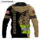 Personalized firefighter hoodie featuring firefighter axe illustration all-over print, back view