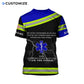 Personalized EMS paramedic t-shirt featuring white skull and emt print all-over print, back view