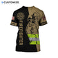 Personalized firefighter t-shirt featuring firefighter axe illustration all-over print, back view