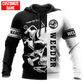Personalized welder hoodie featuring black white welder skull all-over print