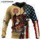 Personalized firefighter zip hoodie featuring flame eagle and american flag all-over print, zip-front design