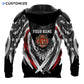 Personalized firefighter hoodie featuring eagle wings fire badge all-over print, back view