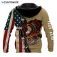 Personalized firefighter hoodie featuring flame eagle and american flag all-over print, back view