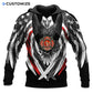 Personalized firefighter hoodie featuring eagle wings fire badge all-over print