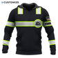 Personalized trucker hoodie featuring black yellow stripe trucker badge all-over print