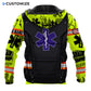 Personalized EMS paramedic hoodie featuring purple star of life vest print all-over print, back view