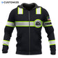 Personalized trucker zip hoodie featuring black yellow stripe trucker badge all-over print, zip-front design