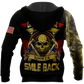 Roofer apparel featuring skull american flag all-over print