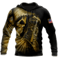 Roofer hoodie featuring skull american flag all-over print