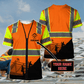 Personalized roofer t-shirt featuring orange vest print and roofer silhouette all-over print